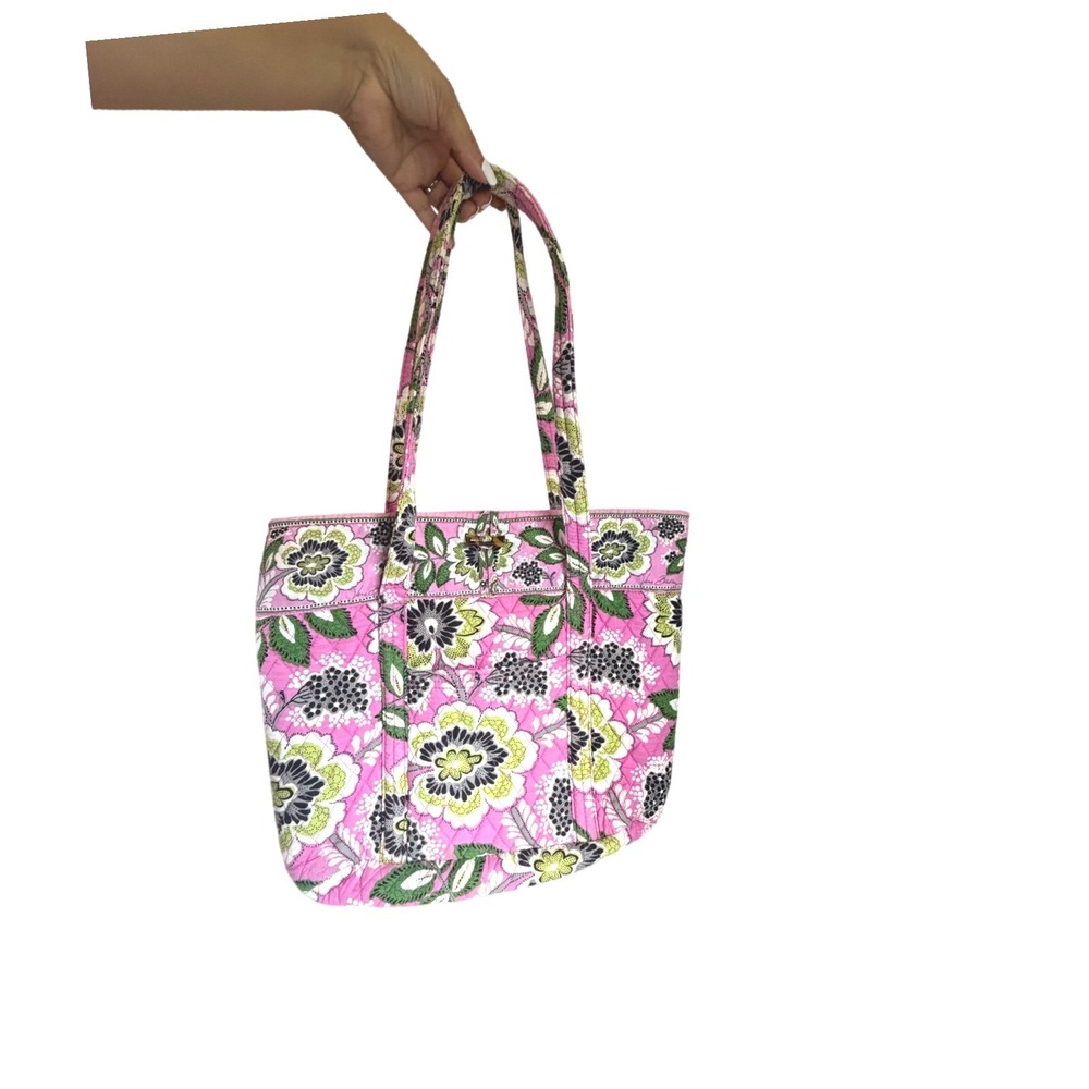 Vera Bradley Margarita Quilted Cotton Tote Bag Pink Floral Shoulder Bag - Picture 11 of 12